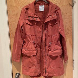 Mid-length burnt orange jacket, unlined, size M - EUC